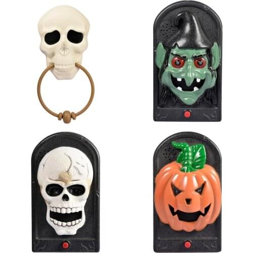 Halloween Pumpkin Evil Witch Skull Doorbell Touch Sounds LED Light Control Decor Door Bell Horror Props Funny Novelty Spoof Toy