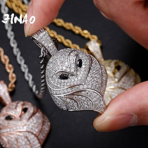 JINAO 2021 Owl Solid Pendant High Quality Prong Setting AAA+CZ Stones Necklace With 4mm Tennis Chain Jewelry For Gift