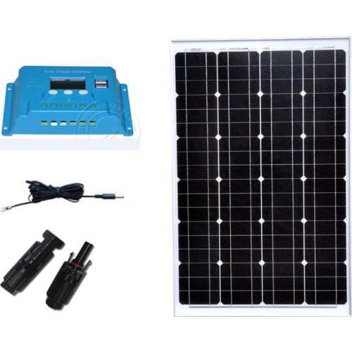 Kit Solar Plate 12v 60w Solar Battery Charger Solar Controller 12v/24v 10A LCD Marine Mobile Phone Caravan Car Lamp Led Light