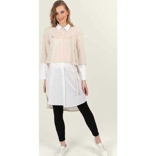 Fishnet Shirt Suit-Beige