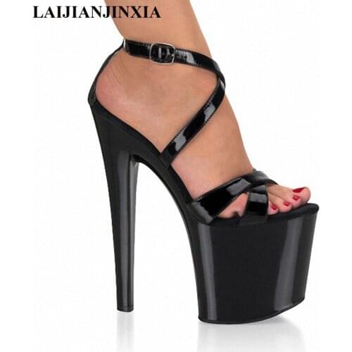 LAIJIANJINXIA Women Shoes Sexy Pole Dancing Shoes 20 CM High Heels Sandals Unique Sexy Mature Nightclub Model Dance Shoes E-039