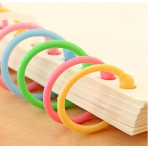 Multi-function 30Pcs Plastic Loose Leaf Binding Rings Candy Color Coil Binder Hoop Holder Tool Student Office Supplies