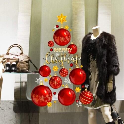 CRNT0127 window sticker Christmas 100% decoration for window shopping stores, without glue, repositionable and reusable at will