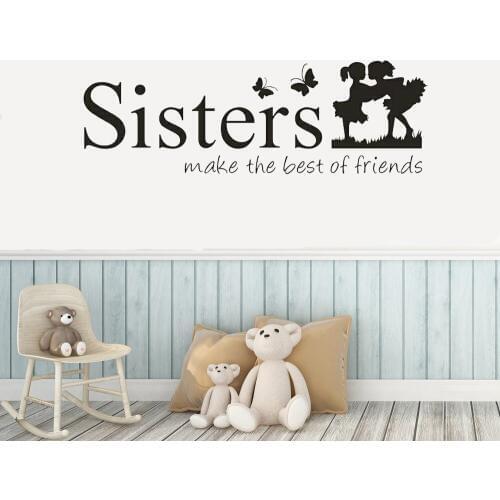 Sisters make the best of Friends Wall Decal for Girls Bedroom Home Interior Decor Removable Nursery Art Stickers Mural D620