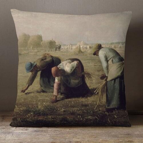The Gleaners Cushion Covers Jean-Francois Millet Art Realism Painting Pillow Case 45X45cm Linen Polyester Sofa Decoration