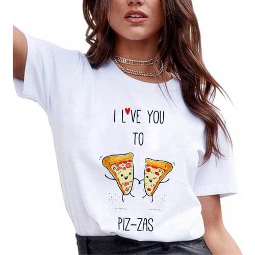 NEW Funny T Shirt Design Lady Girl Fast Food clothes Hamburger and Fries Pizza t-shirt woman Cute fashion Tops