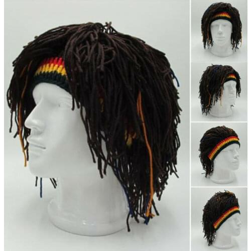 New arrival Rasta Wig Cap Beanie Hat Jamaica Rasta Handmade Cap Reggae Dreadlocks Africa Roots Wig Bob Marley