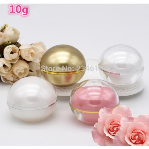 10g Gold Pink Color Ball Shaped Plastic Bottles Cosmetic Jar Emulsion Eye Face Cream Container Empty Cosmetic Packaging 25pcs