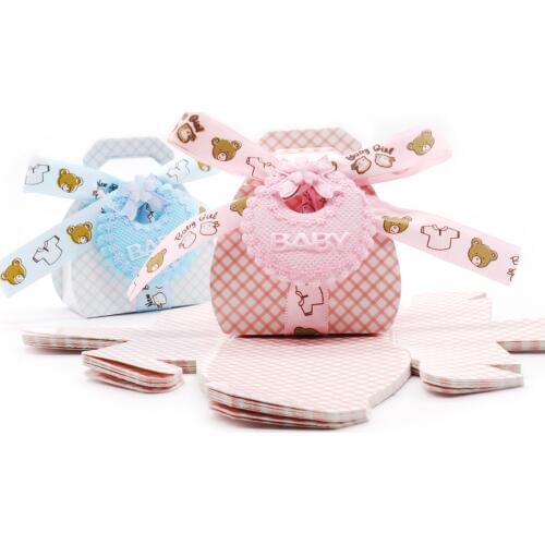 Pink Cute Cartoon bear paper candy bag Baby shower gift candy box Kids birthday party DIY Decor supplies Candy boxes for Guest