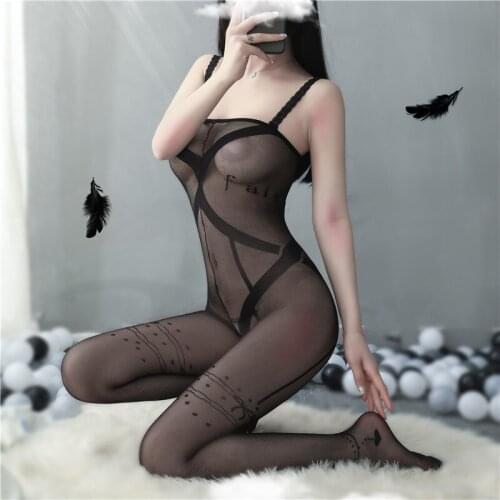 Sexy lingerie hot costumes intimate porno women sexy underwear black open crotch nightdress sleepwear hose stockings hot erotic