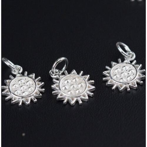 925 Sterling Silver Pretty Sunflower Dangle Earring Charms 10mm Silver Pendant Ornament Accessories DIY Bracelets Jewelry Making