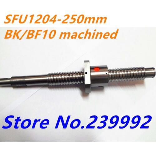 SFU1204 250mm Ball Screw SFU1204 L=250mm Rolled C7 Ballscrew BK/BF10 machined with single Ballnut for CNC parts CNC parts