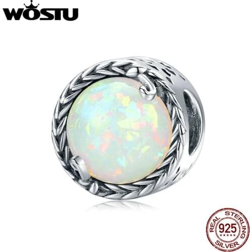 WOSTU Sterling Silver Charm 925 Colorful Simple Vine Beads Fit Pandora Charm Bracelets for Women Jewelry Making