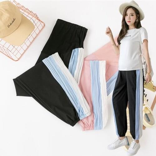 Pregnant Chiffon Leggings Casual Harem Maternity High Waist Trousers Nursing Adjustable Belly Women Sportswear Pants New 2021