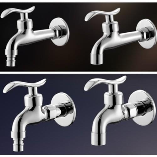 Washing Machine Faucets Chrome Brass Single Cold Wall Mounted Bathroom Bath Toilet Corner Faucet Outdoor Garden Mop Pool Taps