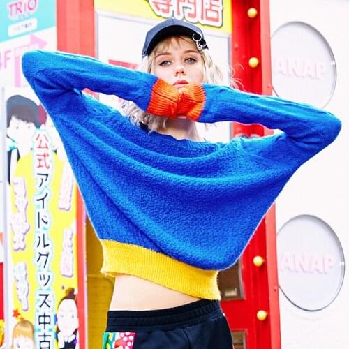 Autumn Winter Female New Long Sleeve Blue Sweater Women Fashion Sweet Soft Wool Knitting Tops Casual Loose O-Neck Pullovers Y634