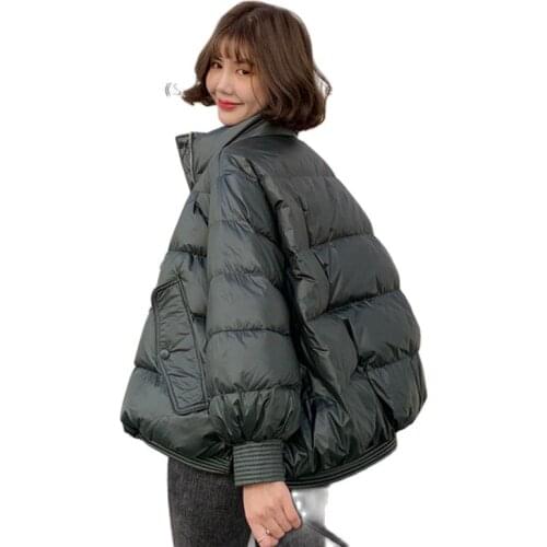 Outerwear Winter Large size Womens Down Jacket 2021 New Solid color Loose Short White duck down Womens Down Jacket