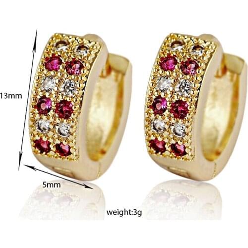 Ear Jewelry Ear Clip 18K Gold plating Earring White Red Cubic Zirconia Women Wedding Engagement Jewelry