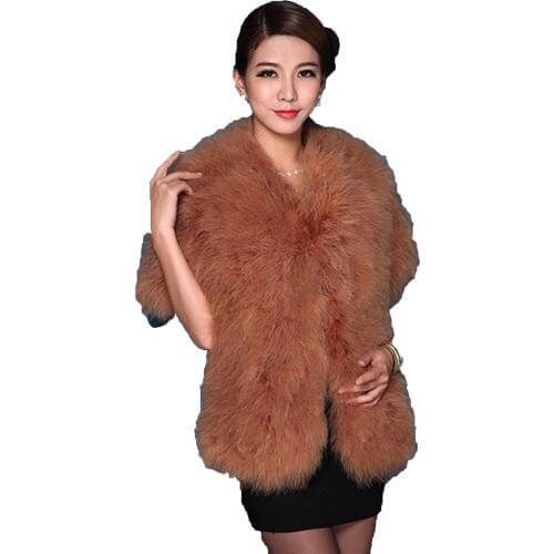 Womens Winter Real ostrich feather Fur Scarves/ Cape/ Dark Brown Fashion