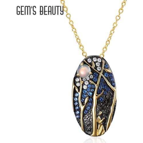 Gems Beauty Pendant Necklaces for Women Fashion Jewelry Gifts Ethiopia Opal Gold Plate Top Designer Luxury Jewelry Neck Chains