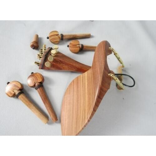 1 set rosewood violin fittings 4/4, fission golden chin rest clamps