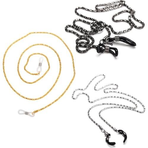 1pcs Reading Glasses Eyeglasses Sunglasses Neck Cord Holder Strap Metal Chain Black