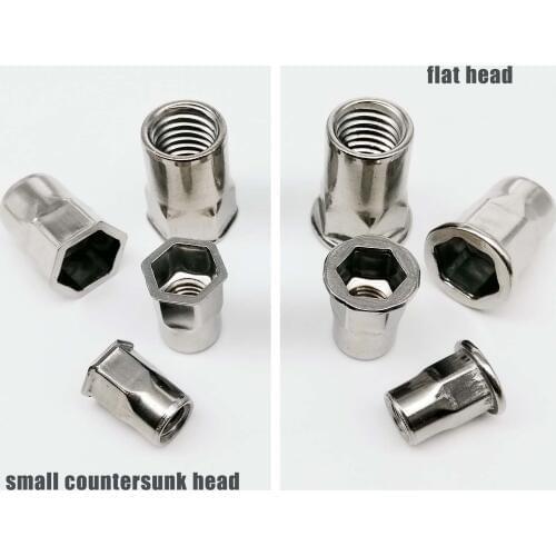 2/10pc M3 M4 M5 M6 M8 M10 M12 304 Stainless Steel Hex Hexagon Flat Head Countersunk Head Binding Rivet Nut Insert Rivnut Nutsert