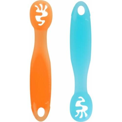 2PCS Lovely Baby Learning Spoons Utensils Set Adorable Toddler Tableware