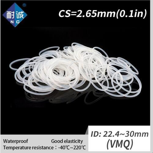 2PCS/lot Silicone rubber oring VMQ CS 2.65mm ID22.4/23.6/25/25.8/26.5/28/30mm O Ring Gasket Silicone O-ring waterproof