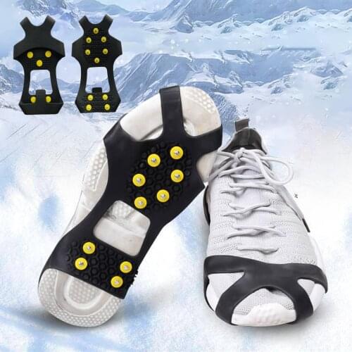 2Pcs Non-slip 10-tooth Crampons Silicone Shoe Cover Outdoor Mountaineering Tool Rain Boots for Indoor Outdoor Rainy Day Reusable