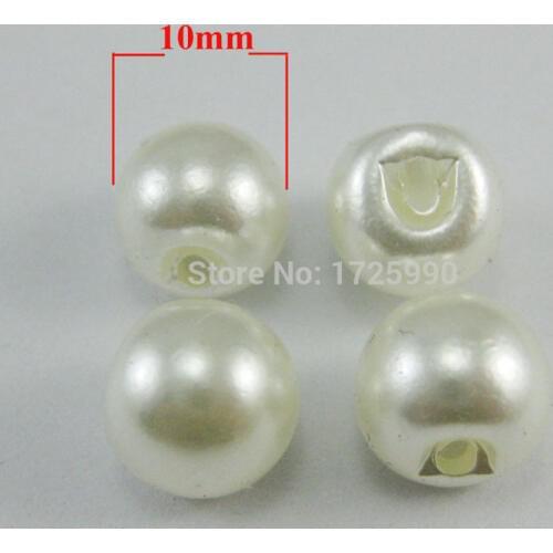 Imitation pearl buttons plastic 200pcs/lot side hole 10mm Ivory white buttons for Craft garment sewing Scrapbooking accessories
