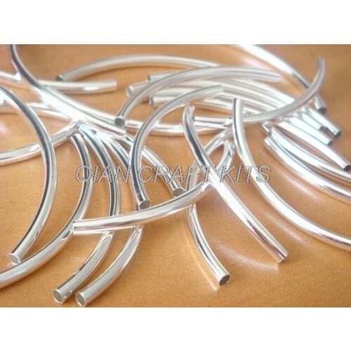 300 Shiny Silver Plated Curved Tube Beads 3x35mm curved tube noodle beads other sizes available in stock