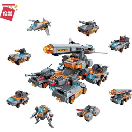 699PCS Enlightenment 41102 Superset Change 8-in-1 Thunderbolt Assembled Model Boy Building Blocks Assembled Toy Set Gift
