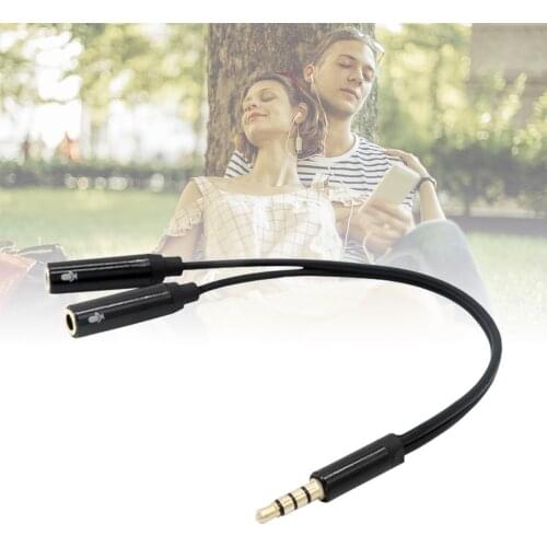Audio Splitter Microphone Extension Cable Double Microphone Cable Jack 3.5mm Cable Male to 2 Female for Phone Laptop PC AUX