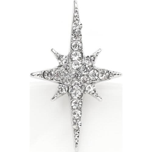 Dazzling Star Four-pointed Star Brooch Bling Christmas Catholic Christian Cross Brooch Woman Man Halloween Simple Jewelry Gift