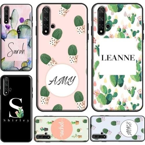 PERSONALISED NAME CACTUS SUCCULENT PLANT Case For Huawei Y7 Y6 2019 Nova 5T Coque For Honor 20 Pro 9X 8X 10i 9 10 Lite 8A Shell