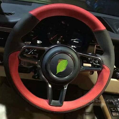 Steering wheel cover for Porsche Cayenne Panamera Boxster 911 Macan 718 hand-stitched suede leather grip cover car accessories