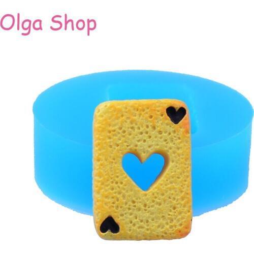 PYL007 18.4mm Ace of Hearts Playing Card Cookie Silicone - Poker Card Mold Sugarcraft Fondant, Chocolate, Candy, Resin Food Safe