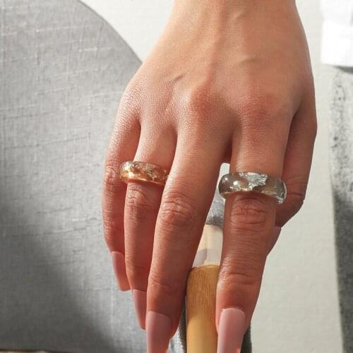 2Pieces/Set Ins Green Grey Acrylic Resin Acetic Acid Irregular Knuckle Finger Piercing Rings Trendy Korean Fashion Party Jewelry