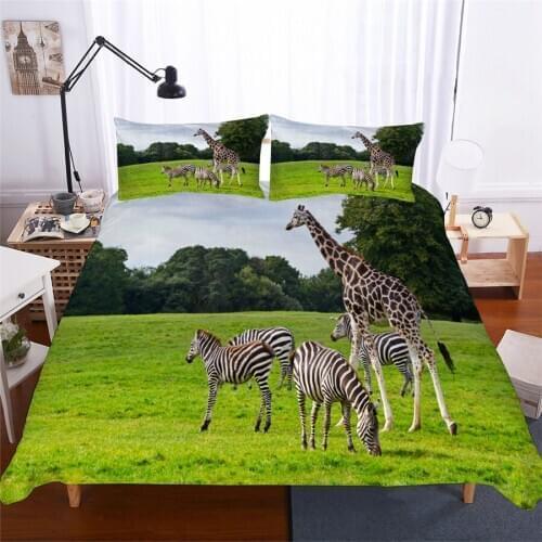 Bedding Set 3D Printed Duvet Cover Bed Set Giraffe Animal Home Textiles for Adults Lifelike Bedclothes with Pillowcase #CJL18
