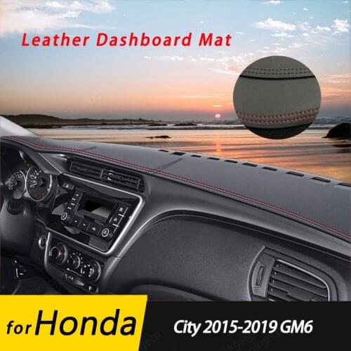 For Honda City 2015-2019 GM6 Leather Anti-Slip Mat Dashboard Cover Pad Sunshade Dashmat Protect Carpet Accessories