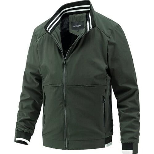 Trendy Sports Jacket Men Casual Solid Color Streetwear Baseball Jacket Men New Autumn Stand Collar Cargo Outdoors Men Clothing