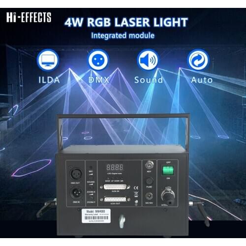 Laser Light Show Equipment LED RGB 3IN1 Laser Projector 4W DMX ILDA Control Stage Laser Light for Home Party Chrismas KTV