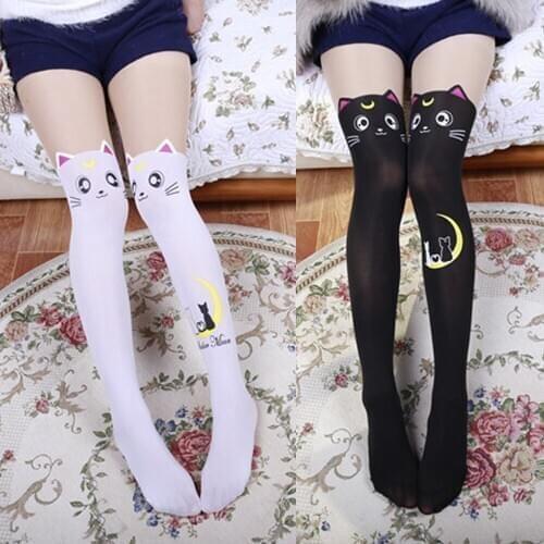 Patchwork Young Girls Cute Cat False stockings High Waist Panty-hose Women Leggings Cute Cartoon Pantyhose pantihose