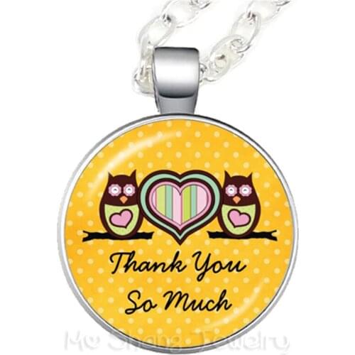 Merci Maitresse Glass Cabochon Pendant Necklace Fashion Sweater chain For Women Girls Jewelry Teachers Gift