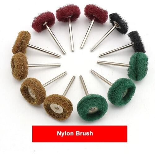 Mini Drill Abrasive Nylon Brush Buffing Polishing Wheel 3mm Shank Metal Polish For Rotary Tool Accessories