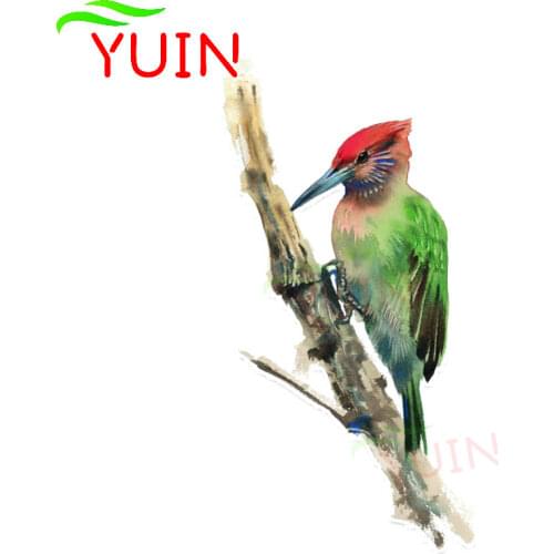 Cute Woodpecker on The Tree Branch Car Sticker Fashion Decoration Accessories Personalized PVC Waterproof Sunscreen Decal 15*8cm