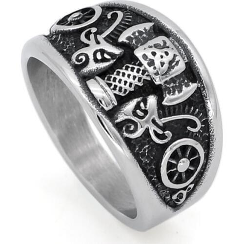 Men stainless steel norse viking thor hammer MJOLNIR with goat amulet ring viking jewelry