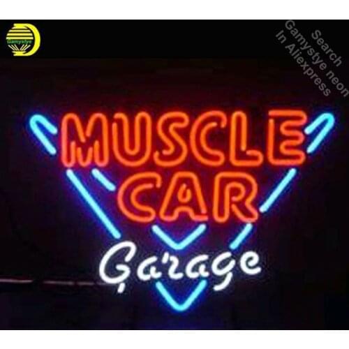 MUSCLE CAR GARAGE Neon Sign Glass Tube Neon Handcrafted Affiche Neon signs Window Light Recreation Home Tube Glass Neon 17X14 VD