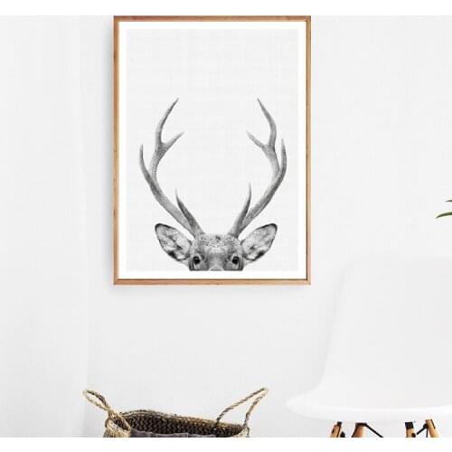 Deer Print Woodland Animal Nursery Wall Art Canvas Painting Deer Head Poster Modern Photography Picture Kids Room Home Decor